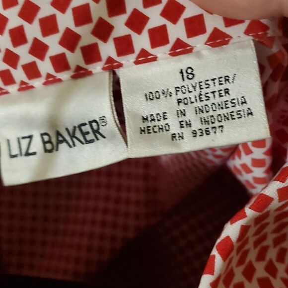 Liz Baker red & white button down vintage - Picture 5 of 7